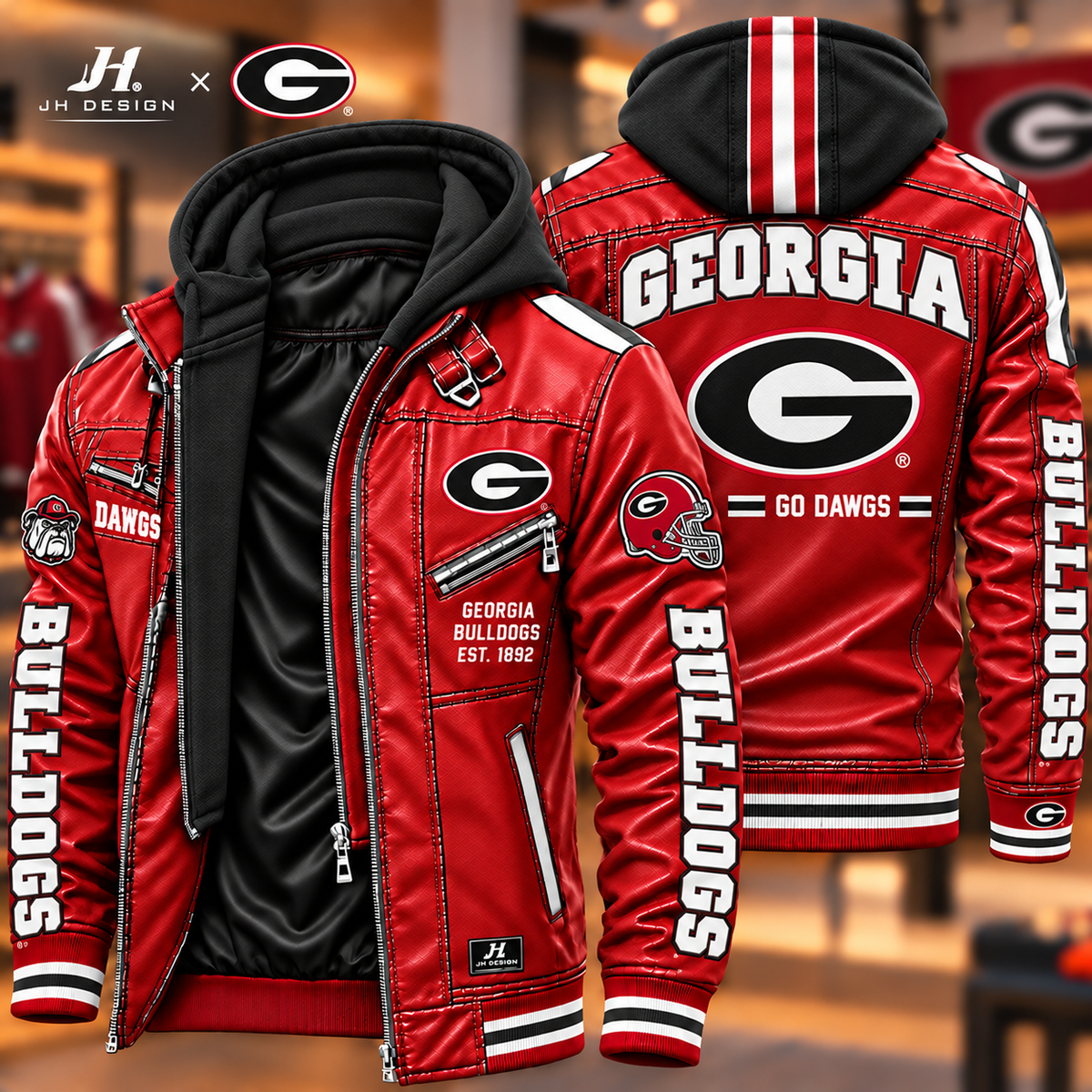 GGBD Hooded Leather-Look Bomber Jacket – PNPA
