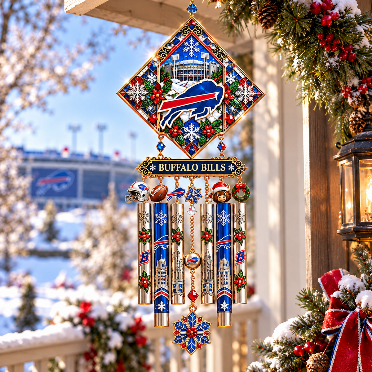BFBL Premium Christmas Stained Glass Wind Chime NTNA