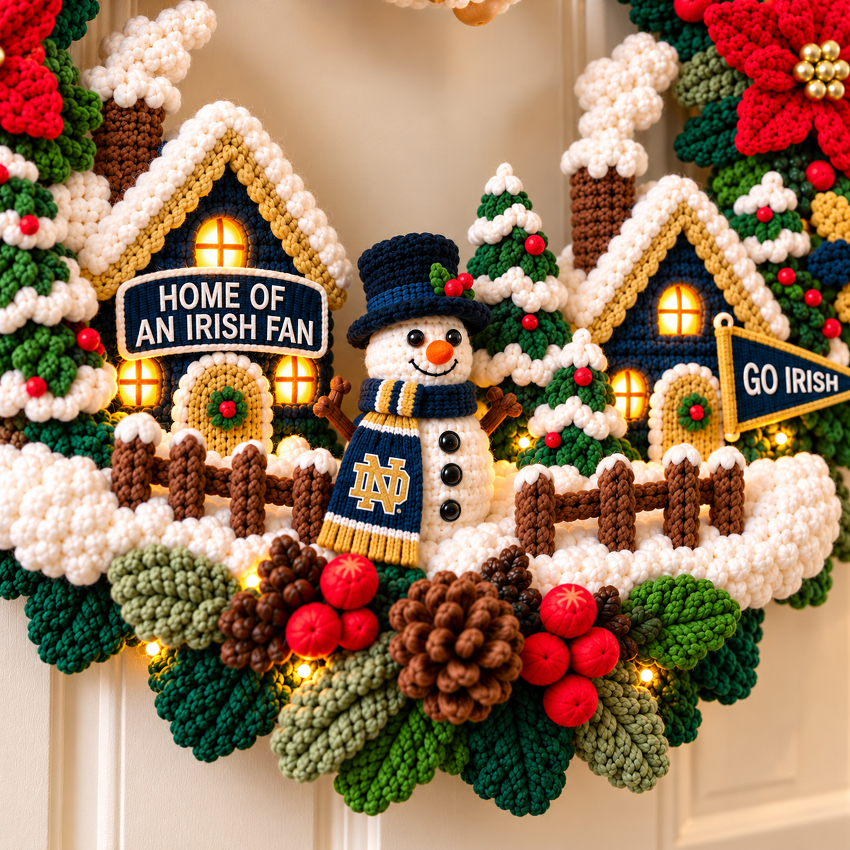 NDFI Christmas Village Crochet-Style Wreath PNPA