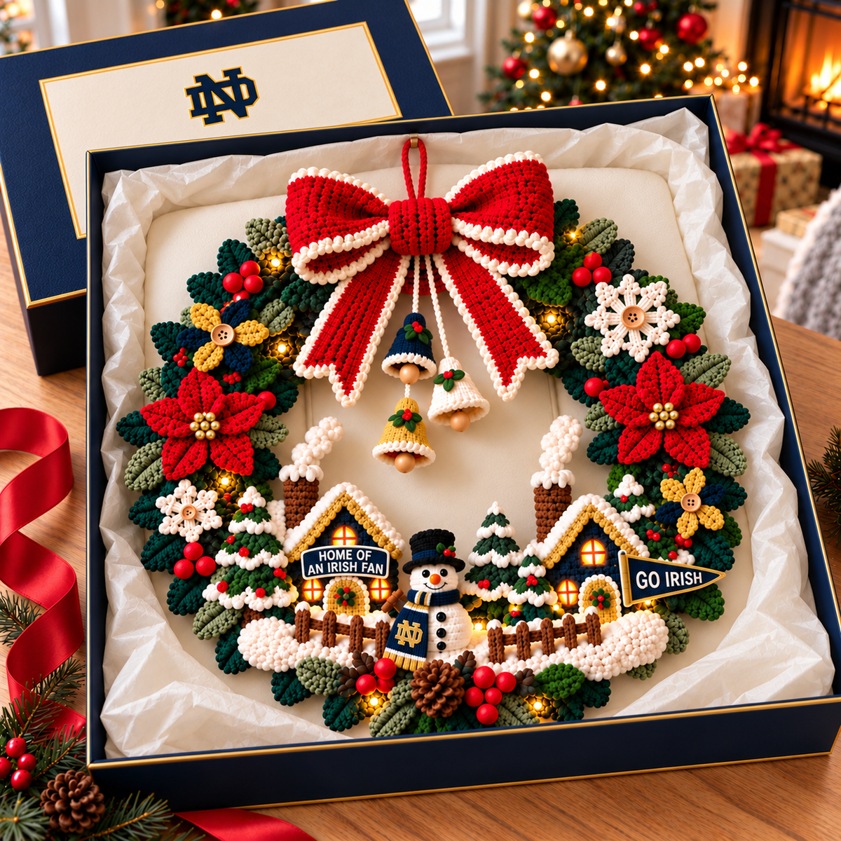NDFI Christmas Village Crochet-Style Wreath PNPA