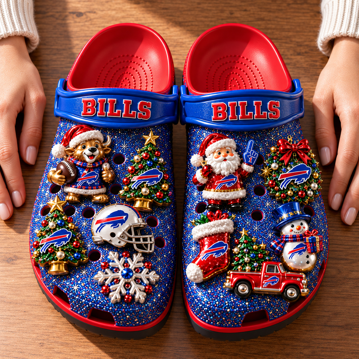BFBL Premium Christmas Glitter Charm Clogs NTTB