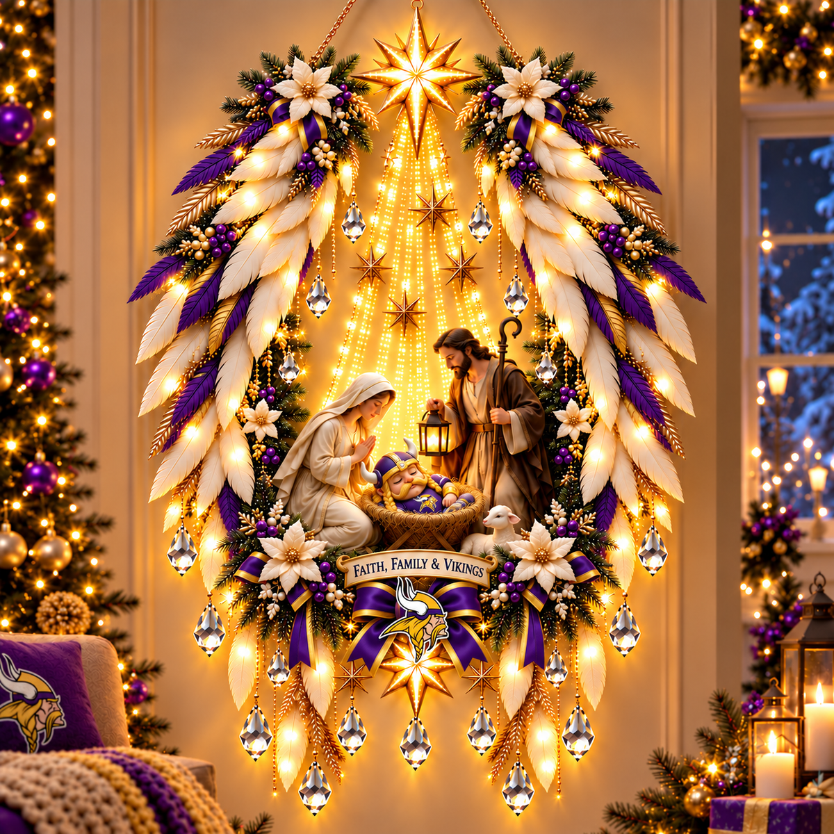 MNVK Illuminated Christmas Nativity Angel Wings PNPA