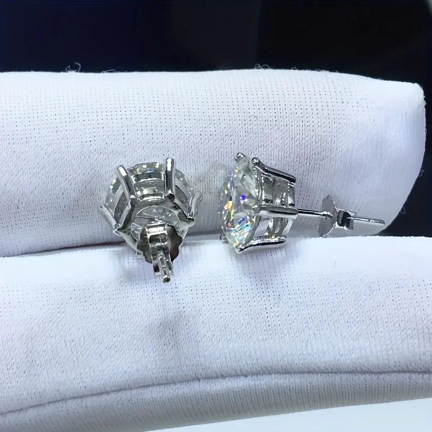 Premium 0.5-2ct Moissanite Diamond Stud Earrings for Women Original 925 Sterling Silver Screw Back Women Moissanite Earring