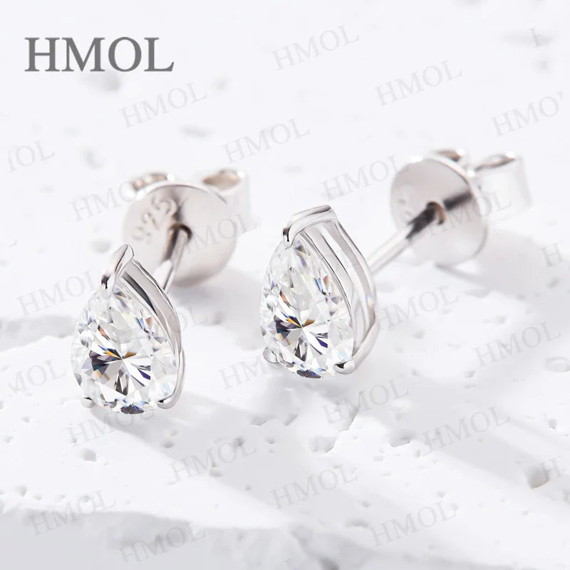 Pear Cut Lab Beads Stud Earring Moissanite 925 Silver Earrings 0.5/1/2/3Carat Water Drop Shape GRA Certificates For Women Party