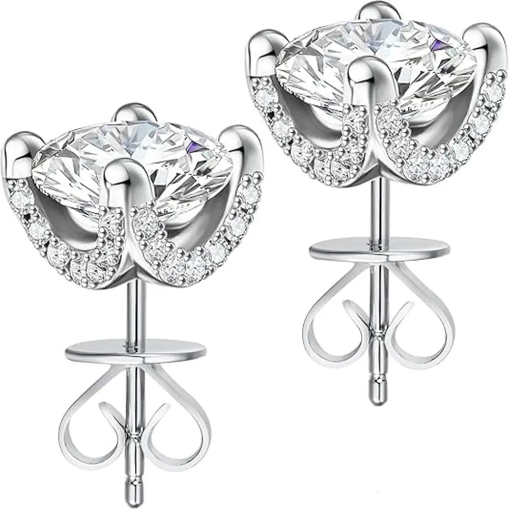 925 Moissanite Earring Studs 5MM 6.5MM VVS1 Diamond Women Luxurious Plated Gold Earrings Men Hip hop Jewelry Gift
